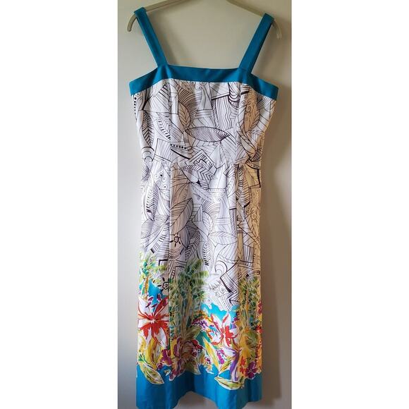 Madison Leigh Sundress Size 10 Colorful Cotton Spandex Straps Back Zip Beach - Picture 3 of 13